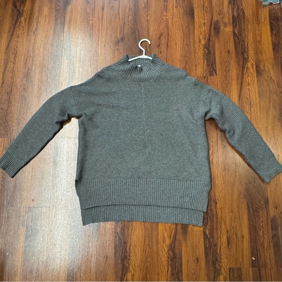 Sweet Romeo Ribbed Knit Sweater L / Grey Relaxed Pullover - Picture 3 of 6